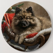 keeshond Dog Christmas Festive Button (Vorderseite)
