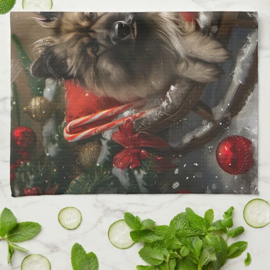 keeshond Dog Christmas Festive Geschirrtuch (Gefaltet)