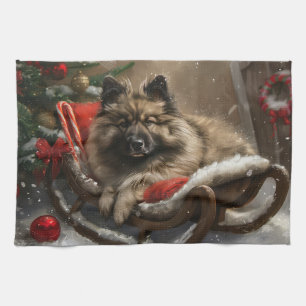 keeshond Dog Christmas Festive Geschirrtuch
