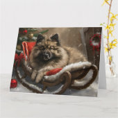 keeshond Dog Christmas Festive Karte (Gelbe Blume)
