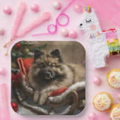 keeshond Dog Christmas Festive Pappteller (Party)