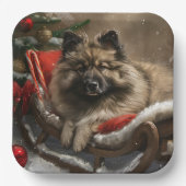 keeshond Dog Christmas Festive Pappteller (Vorderseite)