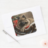 keeshond Dog Christmas Festive Quadratischer Aufkleber (Umschlag)