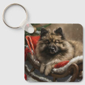 keeshond Dog Christmas Festive Schlüsselanhänger (Vorderseite)