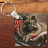 keeshond Dog Christmas Festive Schlüsselanhänger (Vorderseite)