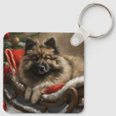 keeshond Dog Christmas Festive Schlüsselanhänger (Rückseite)