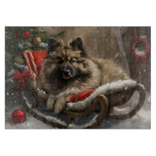 keeshond Dog Christmas Festive Schneidebrett