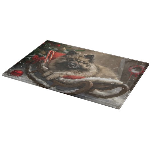 keeshond Dog Christmas Festive Schneidebrett (Ecke)