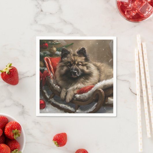 keeshond Dog Christmas Festive Serviette (Beispiel)