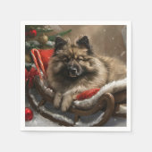 keeshond Dog Christmas Festive Serviette (Vorderseite)