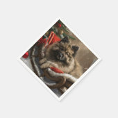 keeshond Dog Christmas Festive Serviette (Ecke)