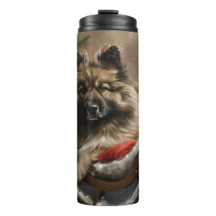 keeshond Dog Christmas Festive Thermosbecher