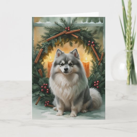 Keeshond Dog Christmas Grußkarte Karte (Vorderseite)
