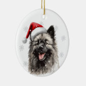 Keeshond Dog Christmas Personalized Keramik Ornament (Rechts)