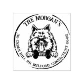 Keeshond Dog Family Return Address Gummistempel (Prägung)