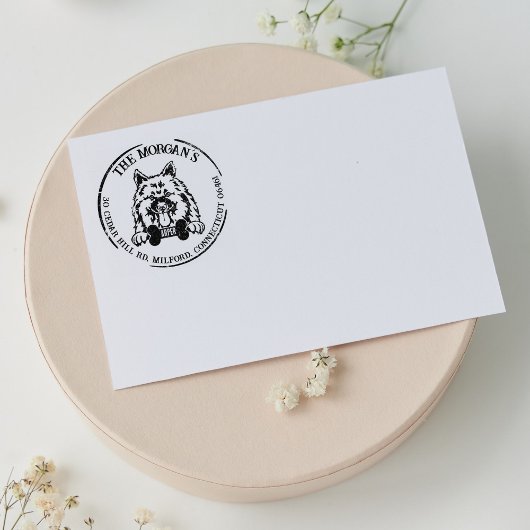 Keeshond Dog Family Return Address Gummistempel