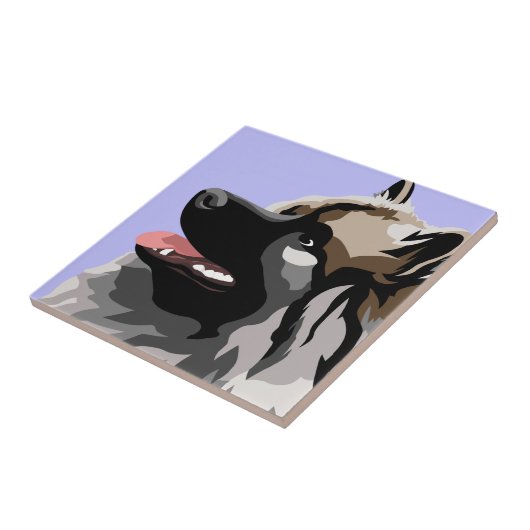 Keeshond Dog Fliese (Seite)