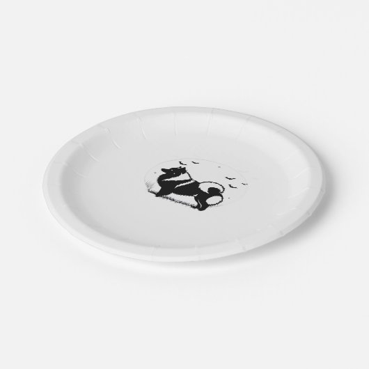 Keeshond Dog � Halloween Moon Silhouette Classic T Pappteller (Schrägansicht)