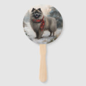 Keeshond Dog in Schneehocht Fächer (Vorderseite)