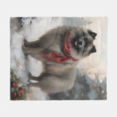 Keeshond Dog in Schneehocht Fleecedecke (Vorderseite (Horizontal))