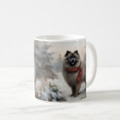 Keeshond Dog in Schneehocht Kaffeetasse (VorderseiteRechts)
