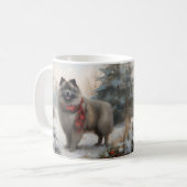 Keeshond Dog in Schneehocht Kaffeetasse (Vorderseite Links)
