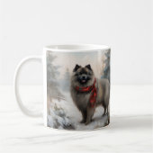 Keeshond Dog in Schneehocht Kaffeetasse (Links)