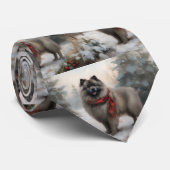 Keeshond Dog in Schneehocht Krawatte (Gerollt)