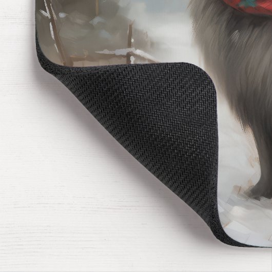 Keeshond Dog in Schneehocht Mousepad (Ecke)