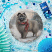 Keeshond Dog in Schneehocht Pappteller (Party)
