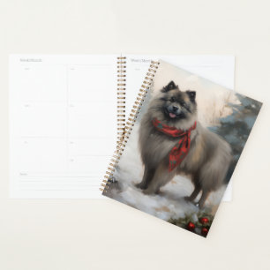 Keeshond Dog in Schneehocht Planer