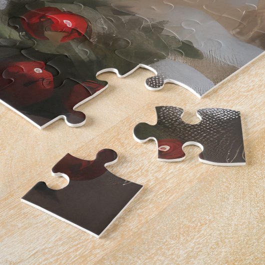 Keeshond Dog in Schneehocht Puzzle (Seite)