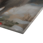 Keeshond Dog in Schneehocht Schneidebrett (Ecke)