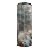 Keeshond Dog in Schneehocht Thermosbecher (Rückseite)