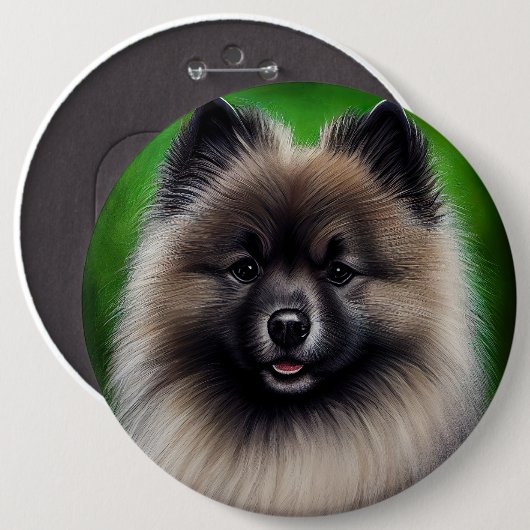 Keeshond Dog in St. Patrick's Day Dress Button (Vorne & Hinten)
