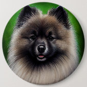 Keeshond Dog in St. Patrick's Day Dress Button (Vorderseite)