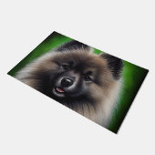 Keeshond Dog in St. Patrick's Day Dress Fußmatte (Schrägansicht)
