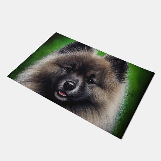 Keeshond Dog in St. Patrick's Day Dress Fußmatte (Schrägansicht)