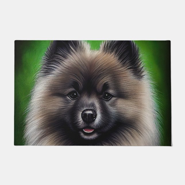 Keeshond Dog in St. Patrick's Day Dress Fußmatte (Vorderseite)