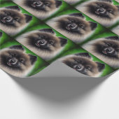Keeshond Dog in St. Patrick's Day Dress Geschenkpapier (Ecke)