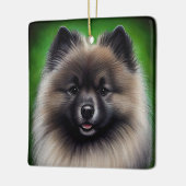 Keeshond Dog in St. Patrick's Day Dress Keramikornament (Links)