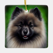 Keeshond Dog in St. Patrick's Day Dress Keramikornament (Vorderseite)