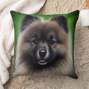Keeshond Dog in St. Patrick's Day Dress Kissen