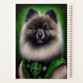 Keeshond Dog in St. Patrick's Day Dress Planer (Rückseite)