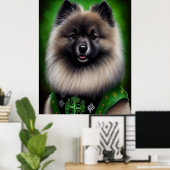 Keeshond Dog in St. Patrick's Day Dress Poster (Heimbüro)