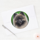 Keeshond Dog in St. Patrick's Day Dress Runder Aufkleber (Umschlag)