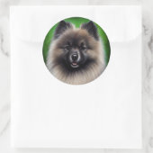 Keeshond Dog in St. Patrick's Day Dress Runder Aufkleber (Tasche)