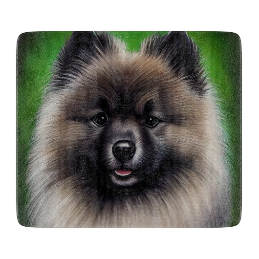 Keeshond Dog in St. Patrick's Day Dress Schneidebrett (Vorderseite)
