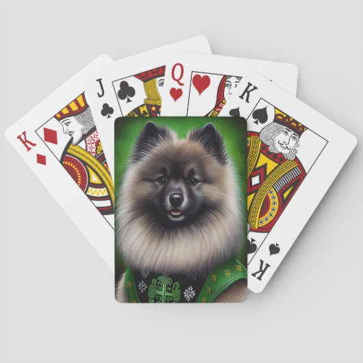 Keeshond Dog in St. Patrick's Day Dress Spielkarten (Rückseite)