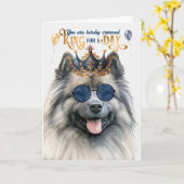Keeshond Dog King für Day Funny Birthday Karte (Gelbe Blume)